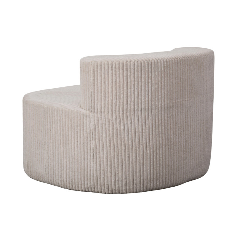 Sofa Single dalam Korduroi Krem Muda dengan Sandaran Melengkung Sofa Single dalam Korduroi Krem Muda dengan Sandaran Melengkung