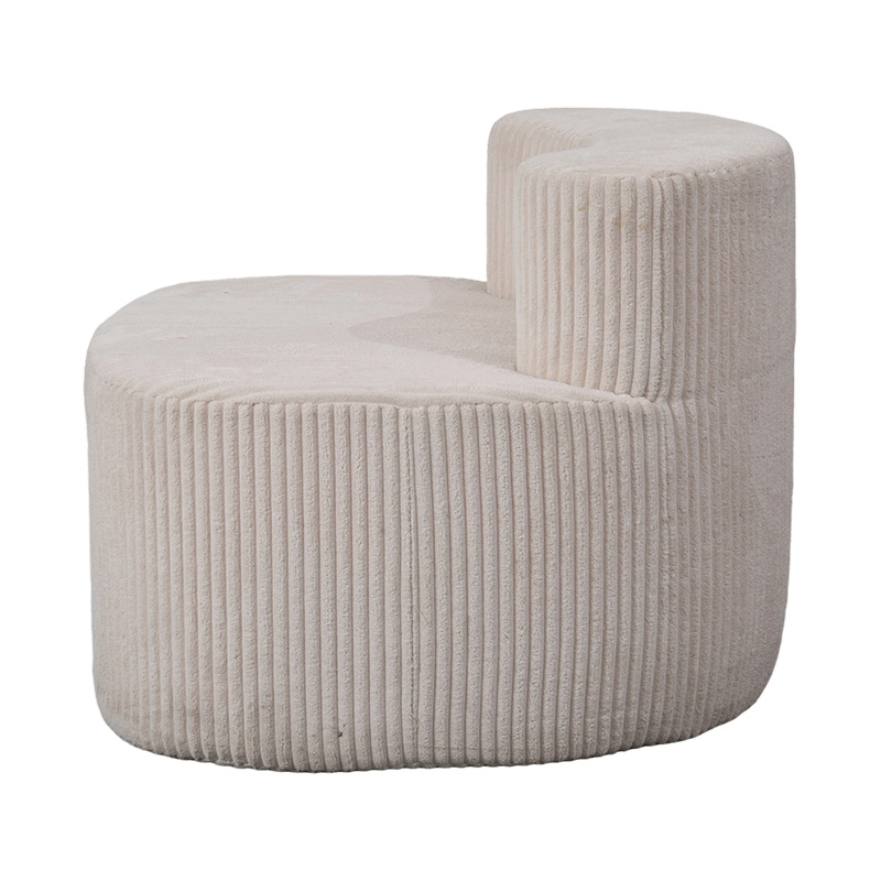 Sofa Single dalam Korduroi Krem Muda dengan Sandaran Melengkung Sofa Single dalam Korduroi Krem Muda dengan Sandaran Melengkung