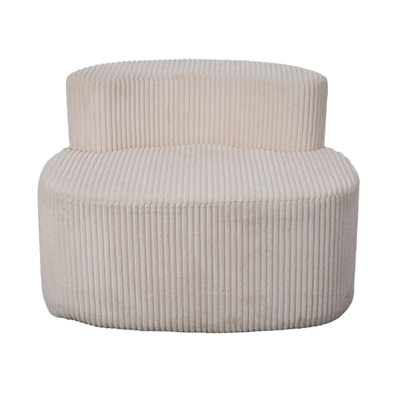 Sofa Single dalam Korduroi Krem Muda dengan Sandaran Melengkung Sofa Single dalam Korduroi Krem Muda dengan Sandaran Melengkung
