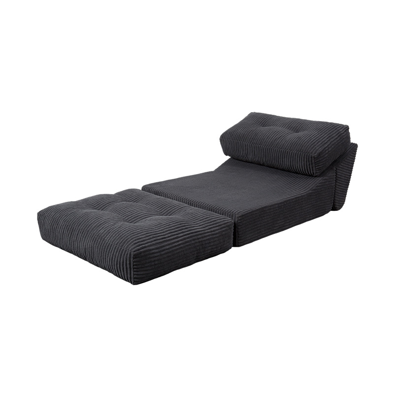 Tempat Tidur Sofa Busa Penuh Multi-Fungsional yang Dapat Dilipat dalam Korduroi Abu-abu Tua dengan Sandaran Ergonomis