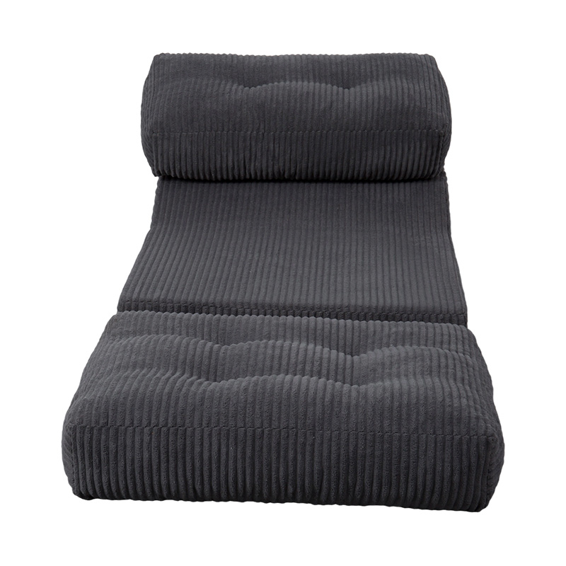 Tempat Tidur Sofa Busa Penuh Multi-Fungsional yang Dapat Dilipat dalam Korduroi Abu-abu Tua dengan Sandaran Ergonomis
