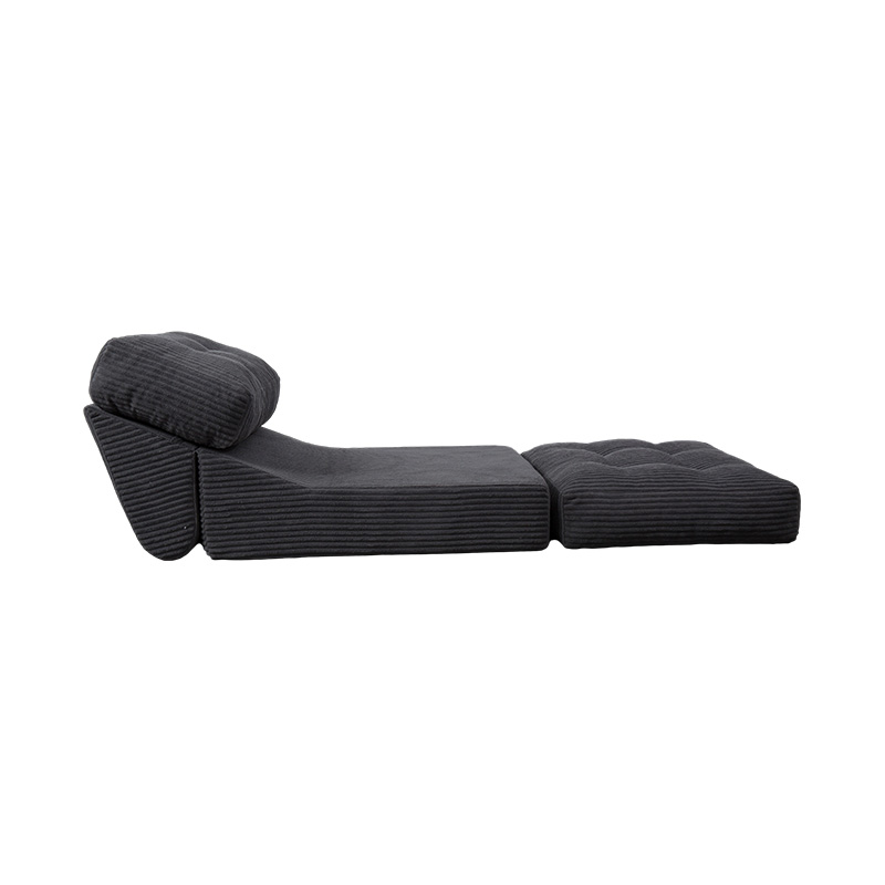 Tempat Tidur Sofa Busa Penuh Multi-Fungsional yang Dapat Dilipat dalam Korduroi Abu-abu Tua dengan Sandaran Ergonomis