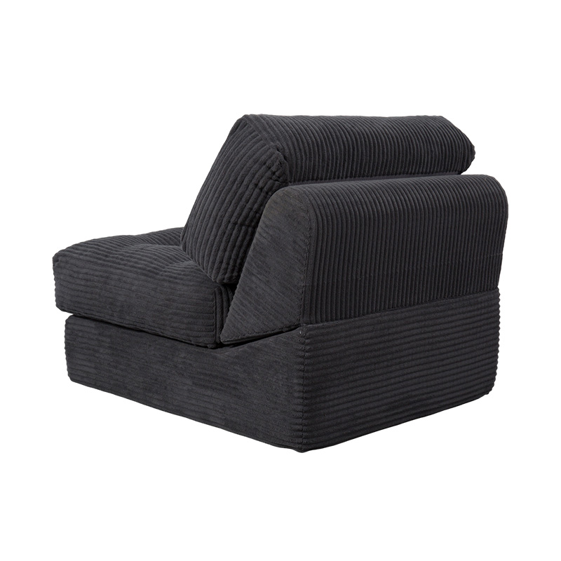 Tempat Tidur Sofa Busa Penuh Multi-Fungsional yang Dapat Dilipat dalam Korduroi Abu-abu Tua dengan Sandaran Ergonomis