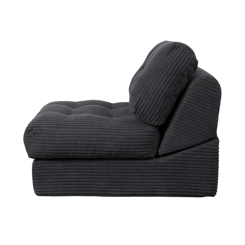 Tempat Tidur Sofa Busa Penuh Multi-Fungsional yang Dapat Dilipat dalam Korduroi Abu-abu Tua dengan Sandaran Ergonomis