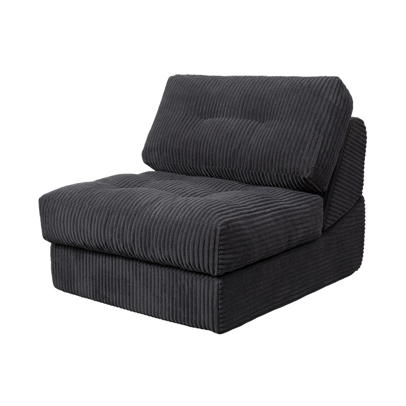 Tempat Tidur Sofa Busa Penuh Multi-Fungsional yang Dapat Dilipat dalam Korduroi Abu-abu Tua dengan Sandaran Ergonomis