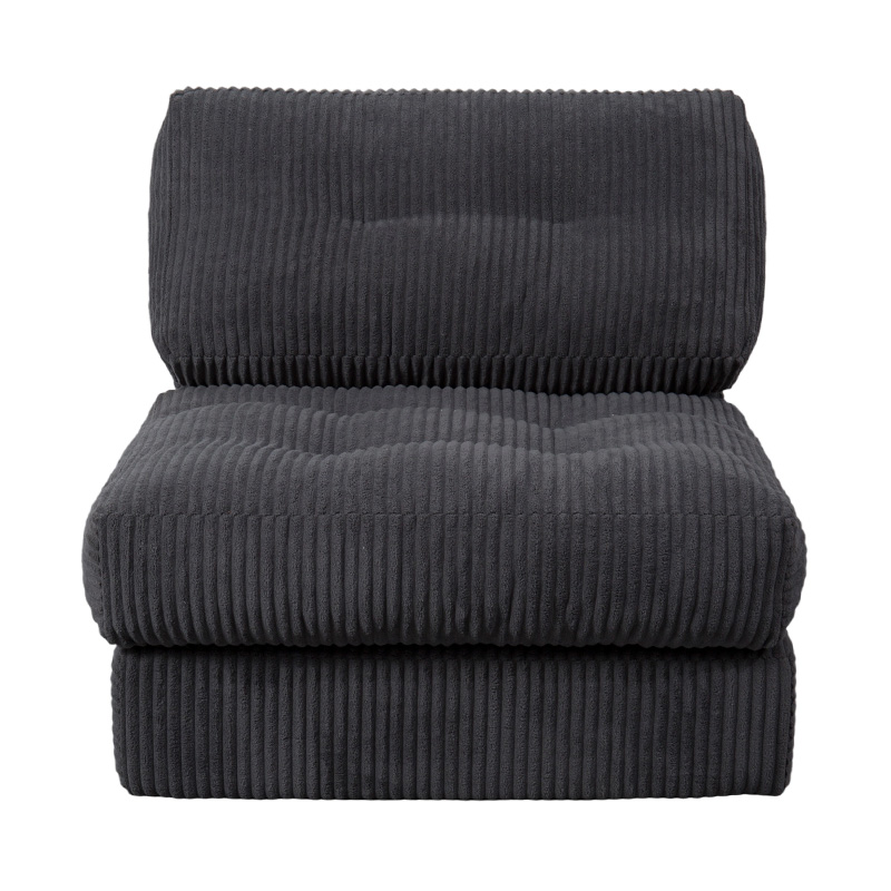 Tempat Tidur Sofa Busa Penuh Multi-Fungsional yang Dapat Dilipat dalam Korduroi Abu-abu Tua dengan Sandaran Ergonomis