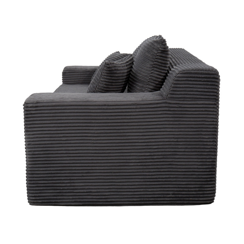 Tempat Tidur Sofa Modular yang Dapat Diubah Bentuk dalam Korduroi Abu-abu Tua dengan Banyak Bantal Tempat Tidur Sofa Modular yang Dapat Diubah Bentuk dalam Korduroi Abu-abu Tua dengan Banyak Bantal
