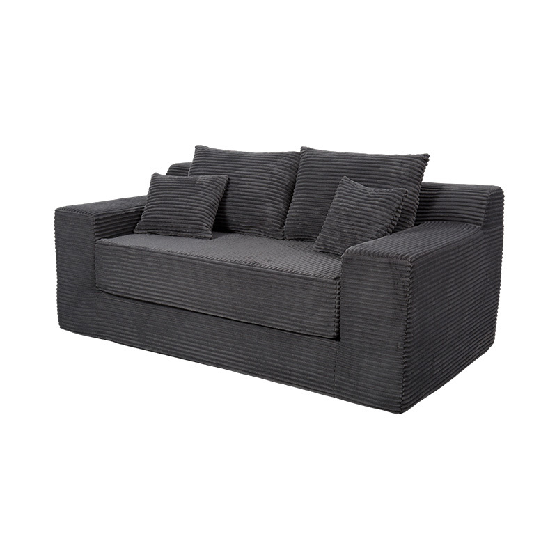 Tempat Tidur Sofa Modular yang Dapat Diubah Bentuk dalam Korduroi Abu-abu Tua dengan Banyak Bantal Tempat Tidur Sofa Modular yang Dapat Diubah Bentuk dalam Korduroi Abu-abu Tua dengan Banyak Bantal