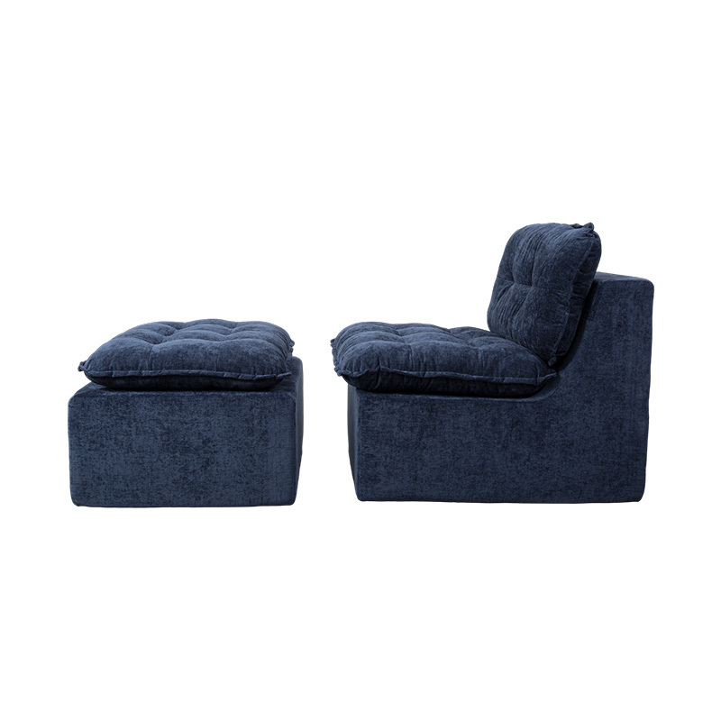 Sofa Busa Penuh Modular dengan Korduroi Biru Tua dengan Sandaran Empuk dan Ottoman yang serasi Sofa Busa Penuh Modular dengan Korduroi Biru Tua dengan Sandaran Empuk dan Ottoman yang serasi
