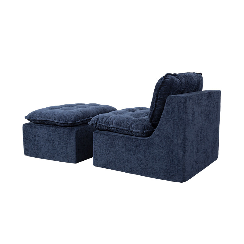 Sofa Busa Penuh Modular dengan Korduroi Biru Tua dengan Sandaran Empuk dan Ottoman yang serasi Sofa Busa Penuh Modular dengan Korduroi Biru Tua dengan Sandaran Empuk dan Ottoman yang serasi