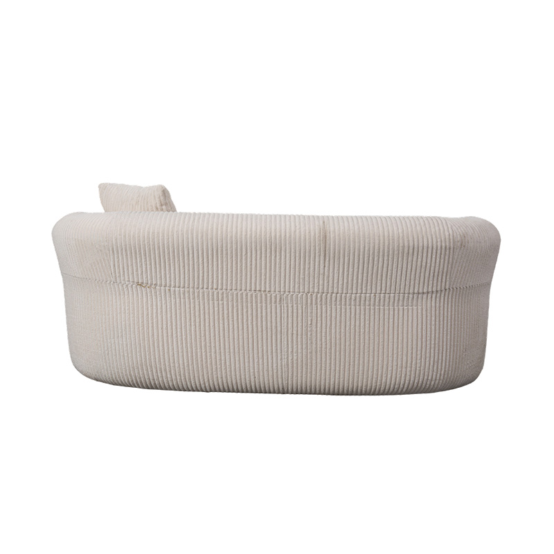 Sofa Busa Penuh Ganda dalam Korduroi Putih dengan Bantal Serasi