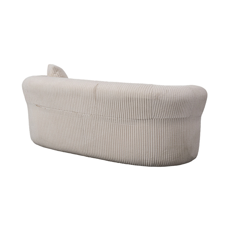 Sofa Busa Penuh Ganda dalam Korduroi Putih dengan Bantal Serasi