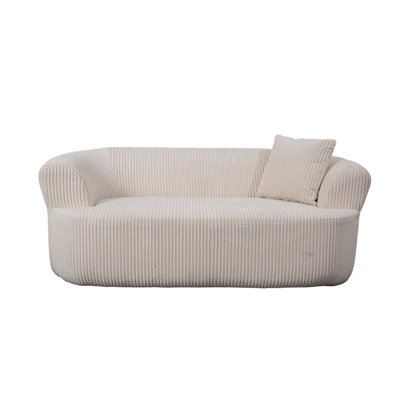 Sofa Busa Penuh Ganda dalam Korduroi Putih dengan Bantal Serasi