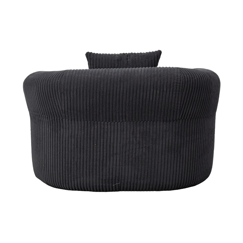 Sofa Single Full-Foam Enveloping dalam Korduroi Abu-Abu Tua dengan Bantal Serasi