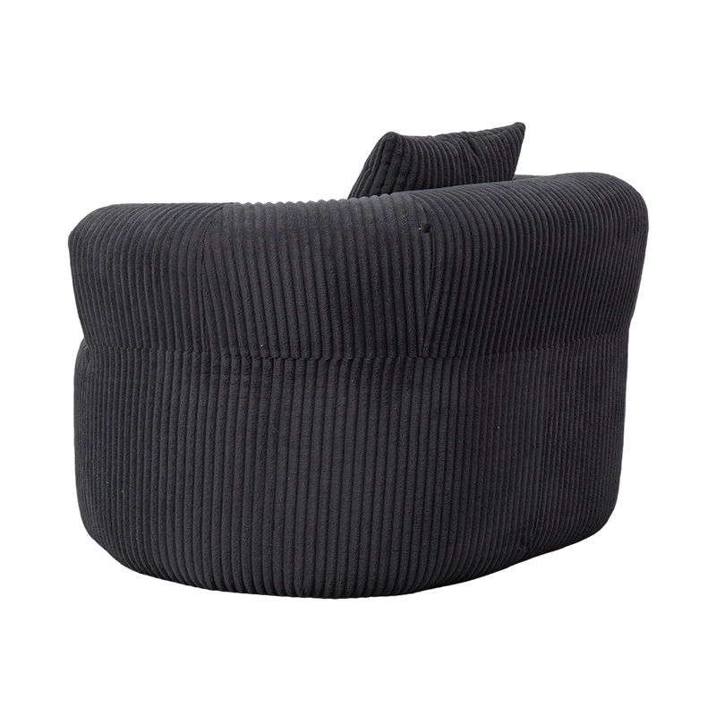 Sofa Single Full-Foam Enveloping dalam Korduroi Abu-Abu Tua dengan Bantal Serasi