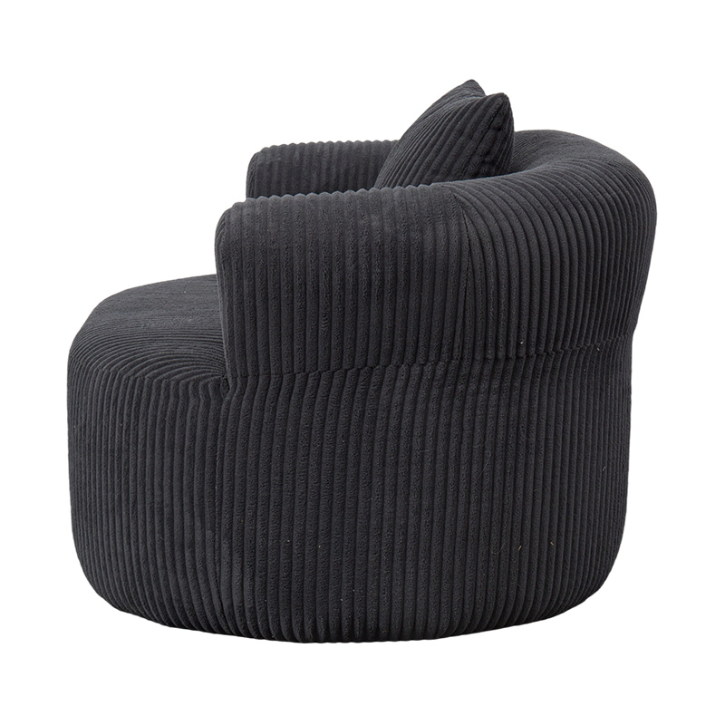 Sofa Single Full-Foam Enveloping dalam Korduroi Abu-Abu Tua dengan Bantal Serasi