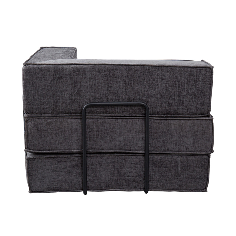 Sofa Modular Kreatif dalam Kain Abu-abu Tua, Desain Busa Penuh yang Dapat Dikombinasi Secara Bebas dan Multi-Fungsional