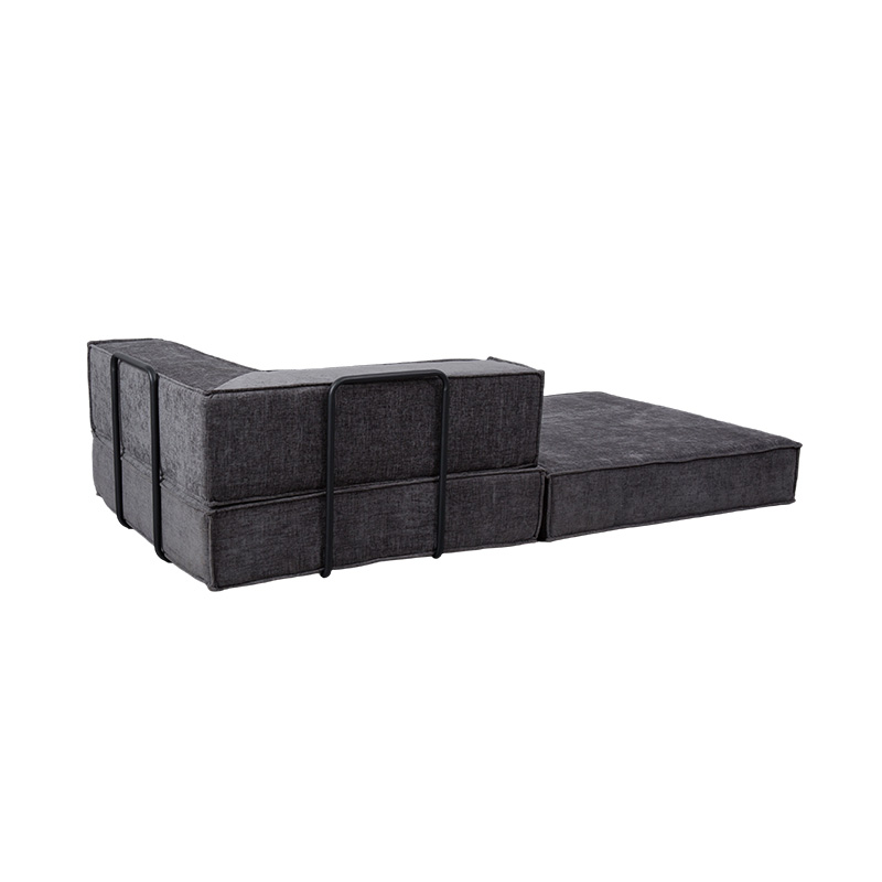 Sofa Modular Kreatif dalam Kain Abu-abu Tua, Desain Busa Penuh yang Dapat Dikombinasi Secara Bebas dan Multi-Fungsional