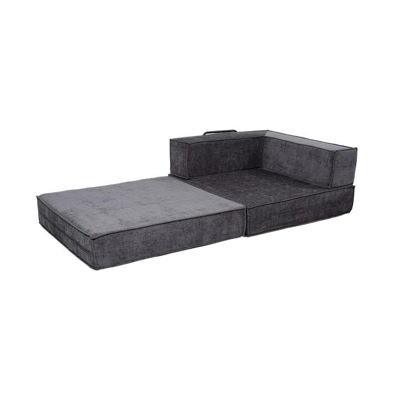 Sofa Modular Kreatif dalam Kain Abu-abu Tua, Desain Busa Penuh yang Dapat Dikombinasi Secara Bebas dan Multi-Fungsional
