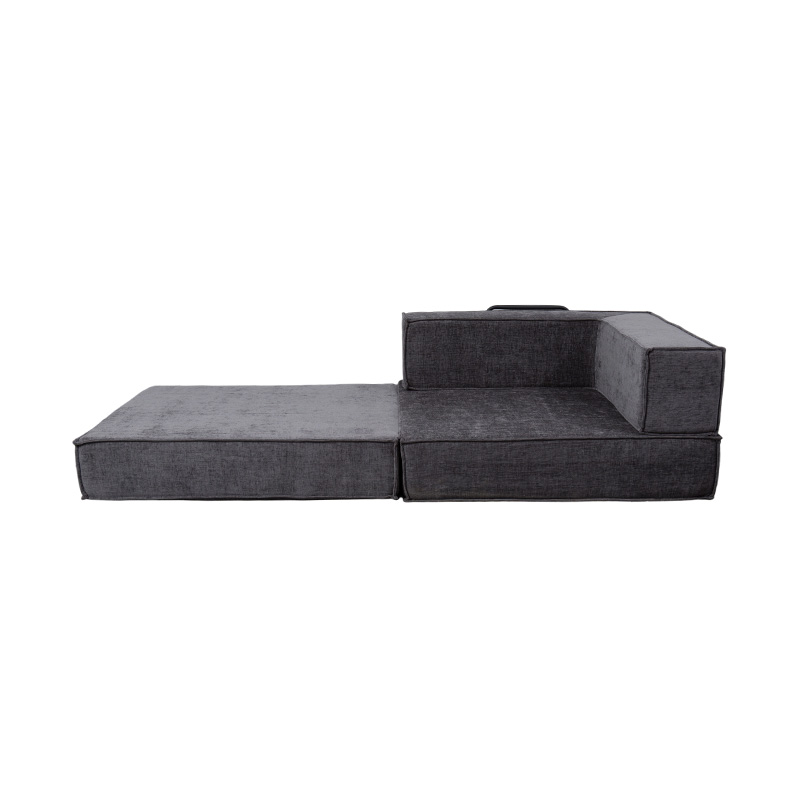 Sofa Modular Kreatif dalam Kain Abu-abu Tua, Desain Busa Penuh yang Dapat Dikombinasi Secara Bebas dan Multi-Fungsional