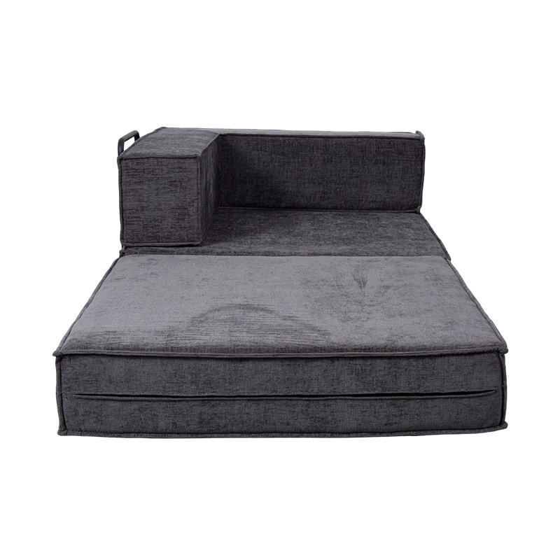 Sofa Modular Kreatif dalam Kain Abu-abu Tua, Desain Busa Penuh yang Dapat Dikombinasi Secara Bebas dan Multi-Fungsional