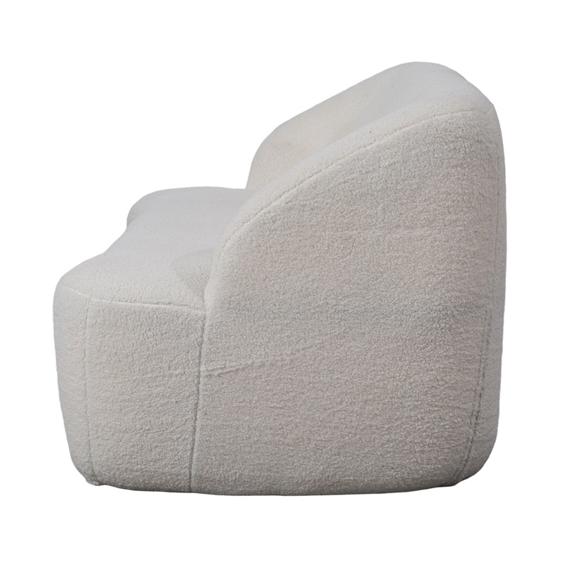 Sofa Ganda Bulat dengan Kain Sherpa Faux Krem untuk Tampilan Nyaman