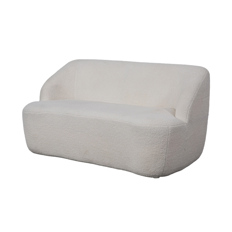 Sofa Ganda Bulat dengan Kain Sherpa Faux Krem untuk Tampilan Nyaman