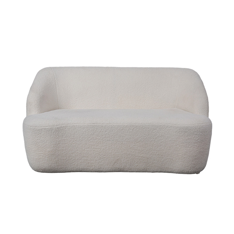 Sofa Ganda Bulat dengan Kain Sherpa Faux Krem untuk Tampilan Nyaman