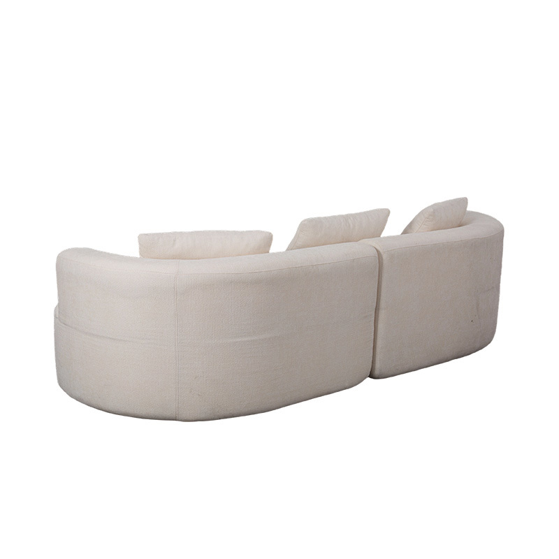 Sofa Ganda Modular dalam Beludru Krem dengan Bantal Serasi dan Sandaran Melengkung Sofa Ganda Modular dalam Beludru Krem dengan Bantal Serasi dan Sandaran Melengkung