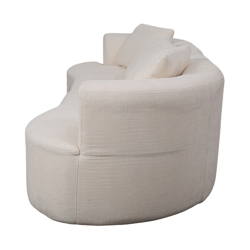 Sofa Ganda Modular dalam Beludru Krem dengan Bantal Serasi dan Sandaran Melengkung Sofa Ganda Modular dalam Beludru Krem dengan Bantal Serasi dan Sandaran Melengkung