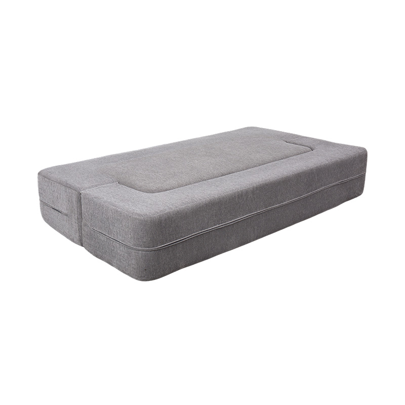 Tempat Tidur Sofa Multi-Fungsional yang Dapat Dikonversi dalam Beludru Abu-abu Muda dengan Bantal