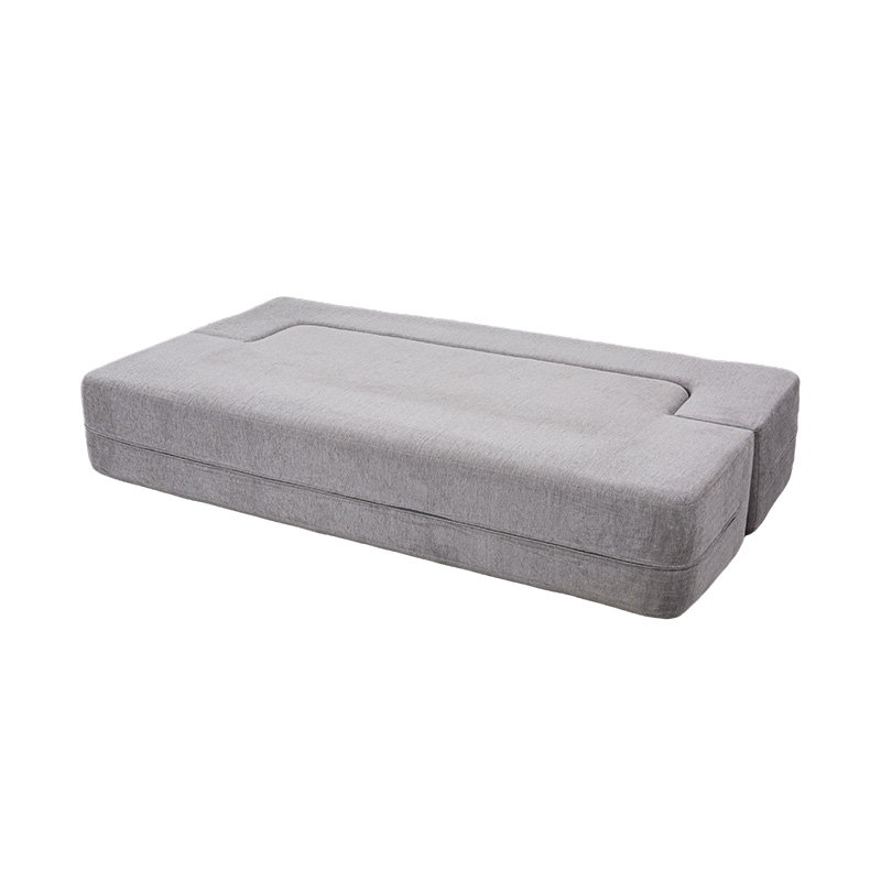 Tempat Tidur Sofa Multi-Fungsional yang Dapat Dikonversi dalam Beludru Abu-abu Muda dengan Bantal