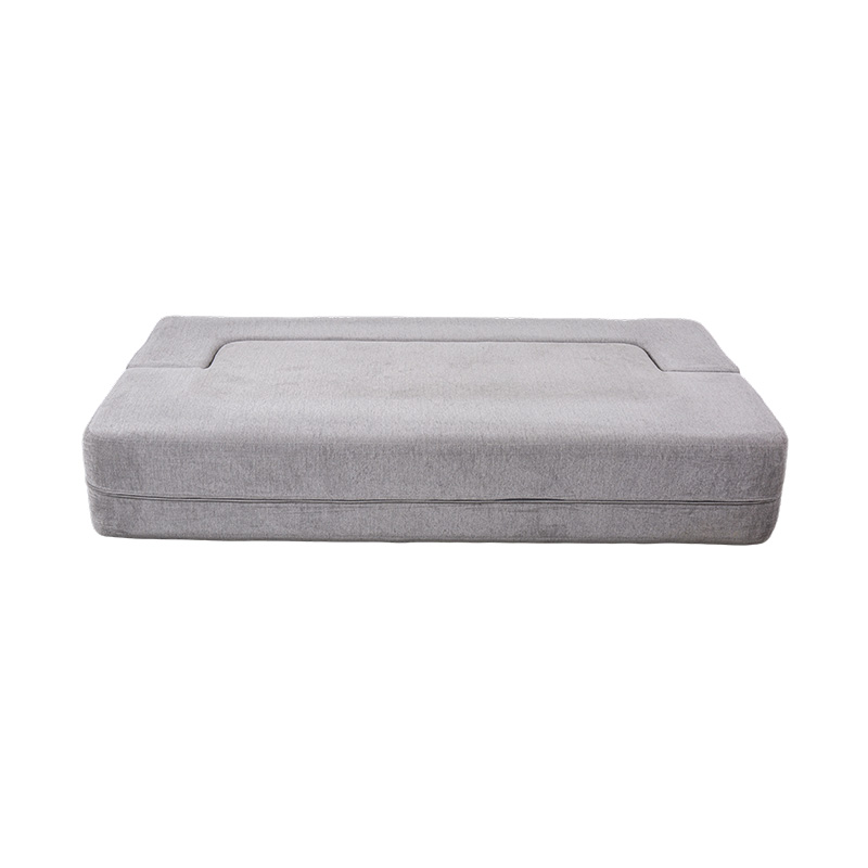 Tempat Tidur Sofa Multi-Fungsional yang Dapat Dikonversi dalam Beludru Abu-abu Muda dengan Bantal
