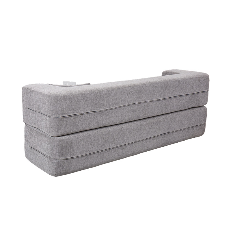 Tempat Tidur Sofa Multi-Fungsional yang Dapat Dikonversi dalam Beludru Abu-abu Muda dengan Bantal
