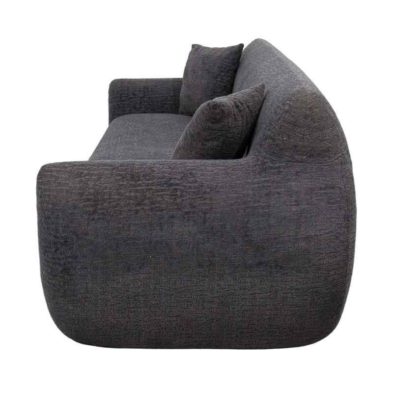 Sofa Busa Penuh 3–4 Tempat Duduk dengan Kain Jacquard Chenille Abu-abu Tua Sofa Busa Penuh 3–4 Tempat Duduk dengan Kain Jacquard Chenille Abu-abu Tua