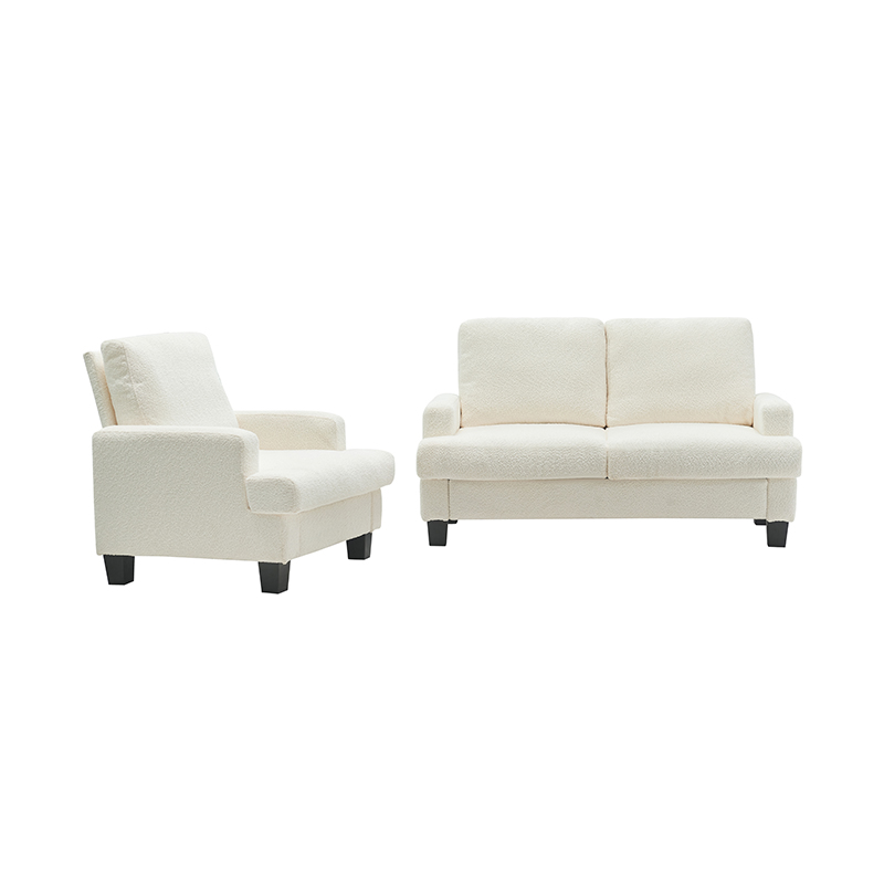 Sofa Kain Putih Beludru Teddy Modern