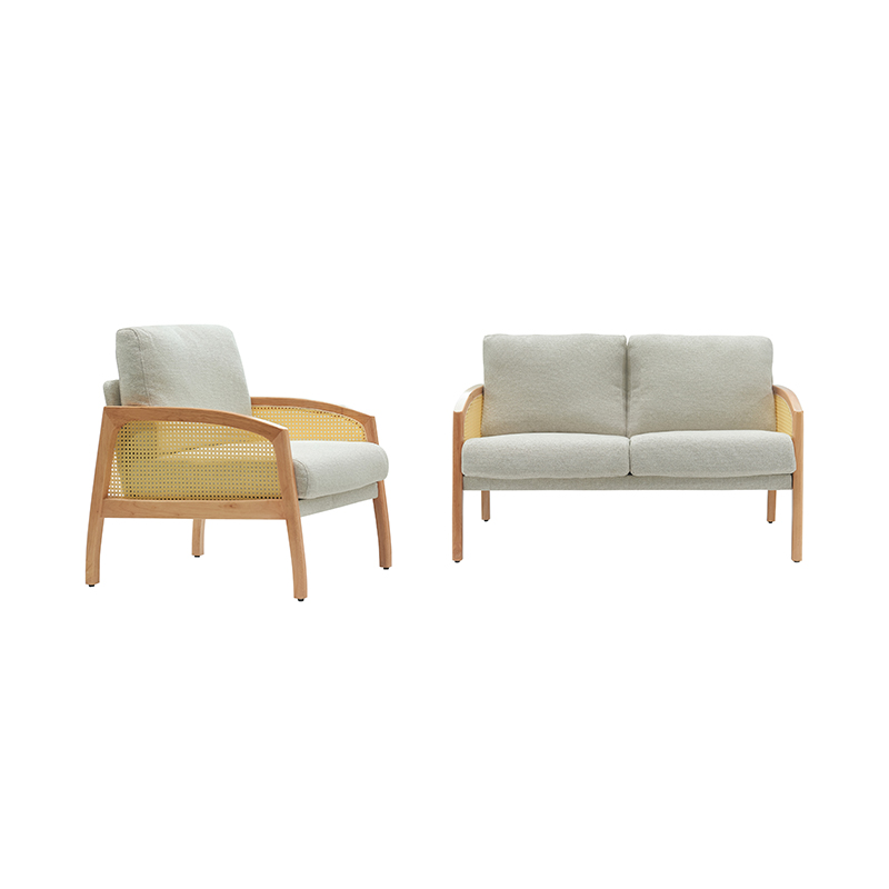 Sofa Linen Sandaran Tangan Rotan